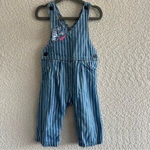 Osh Kosh B’Gosh Vintage Retro Denim Stripe Blue Overalls Infant Size 24‎ Months